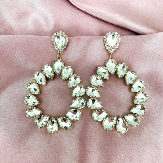 Liv Rhinestone Statement Dangles - Crystal - Lacey Lou Sparkles