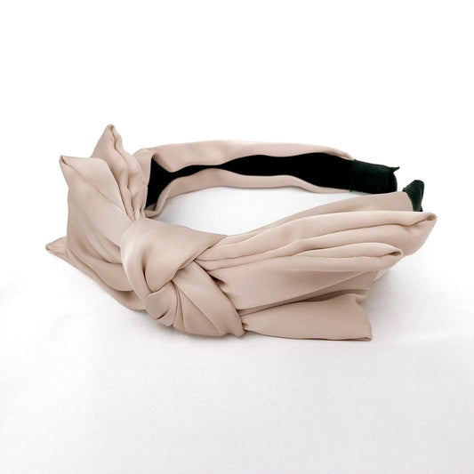 Luxe Large Bow Headband - Beige - Lacey Lou Sparkles