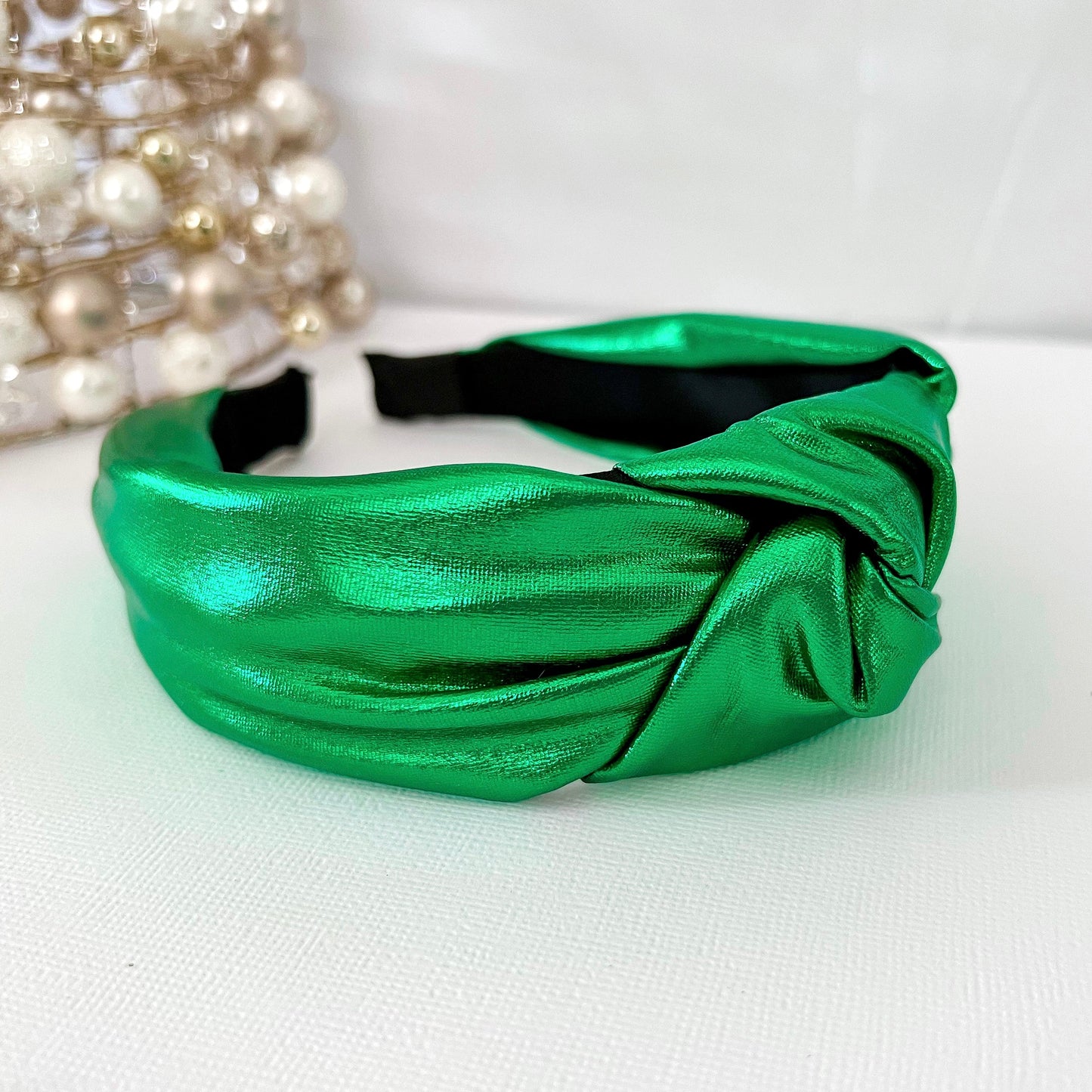 Metallic Green Christmas Knotted Headband - Lacey Lou Sparkles