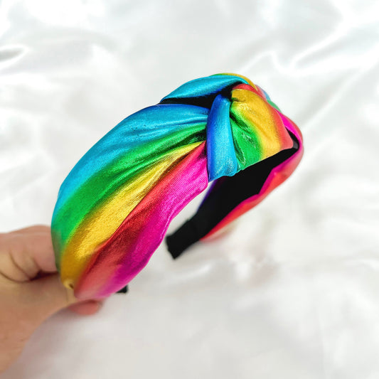 Metallic Rainbow Knotted Headband - Lacey Lou Sparkles