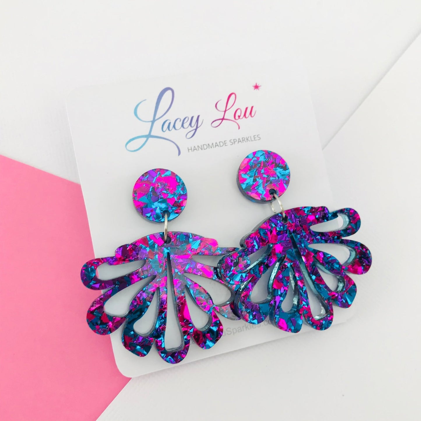Midnight Blue Chandelier Dangles - Statement Acrylic Earrings - Lacey Lou Sparkles