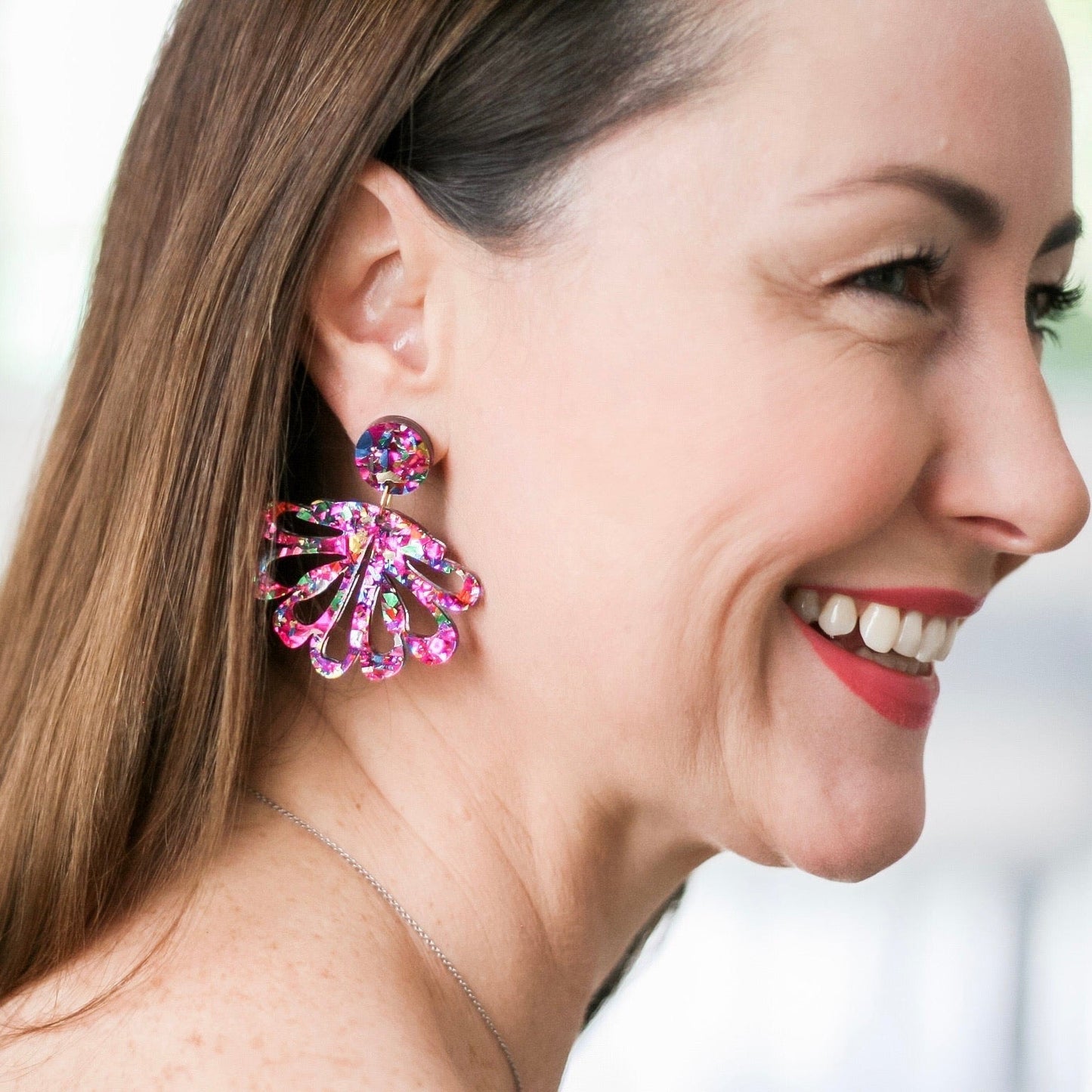 Midnight Blue Chandelier Dangles - Statement Acrylic Earrings - Lacey Lou Sparkles