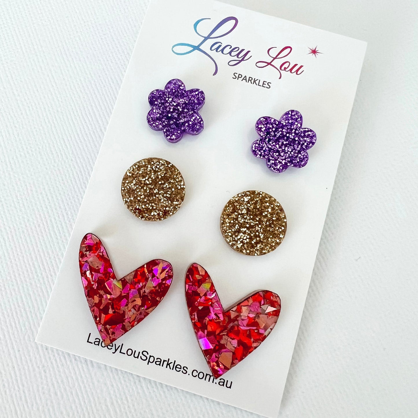 Mixed Acrylic Earring Stud Set - Lacey Lou Sparkles