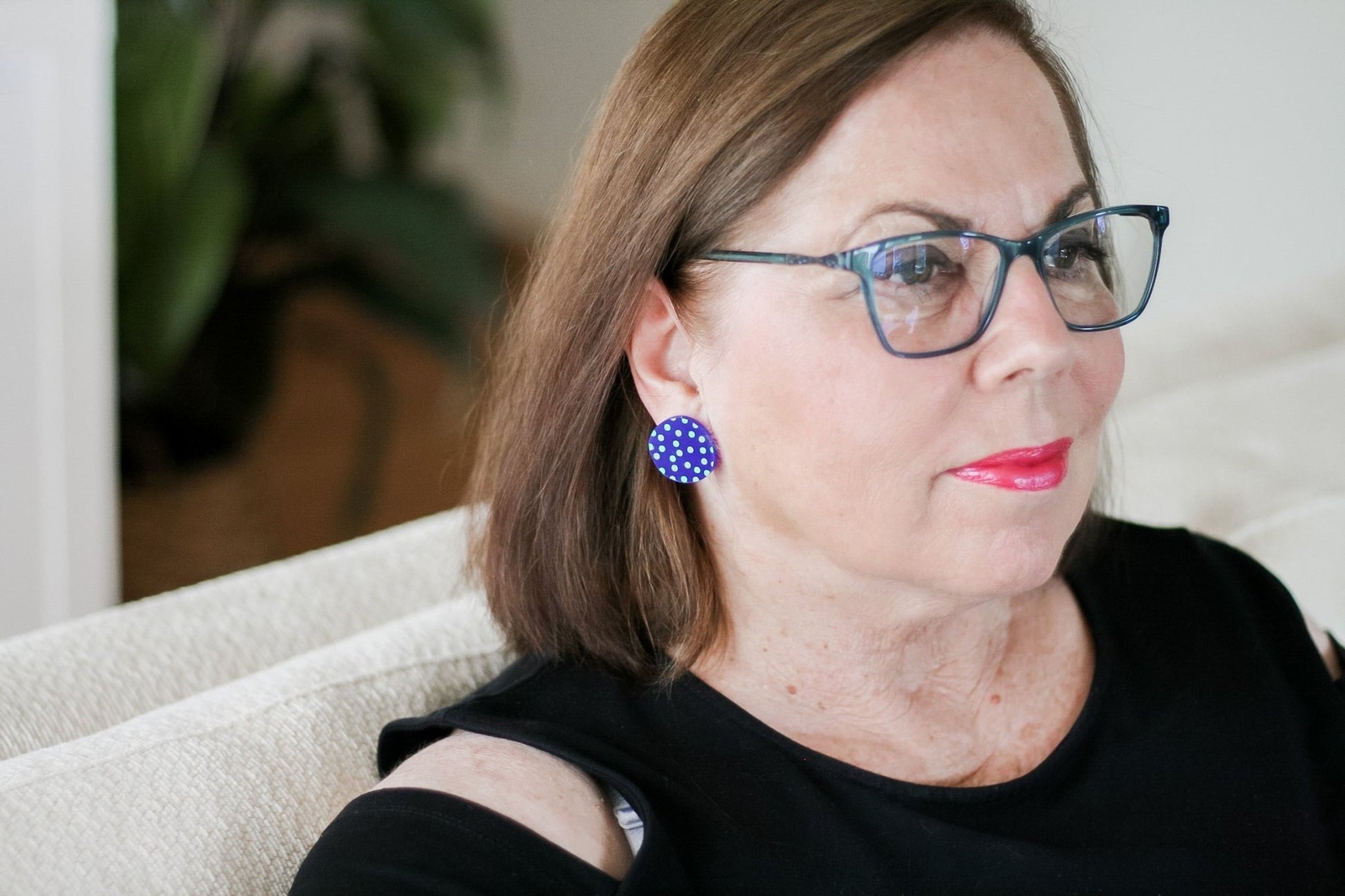 Navy Blue Dotty Acrylic Studs - Bright Dots - Lacey Lou Sparkles