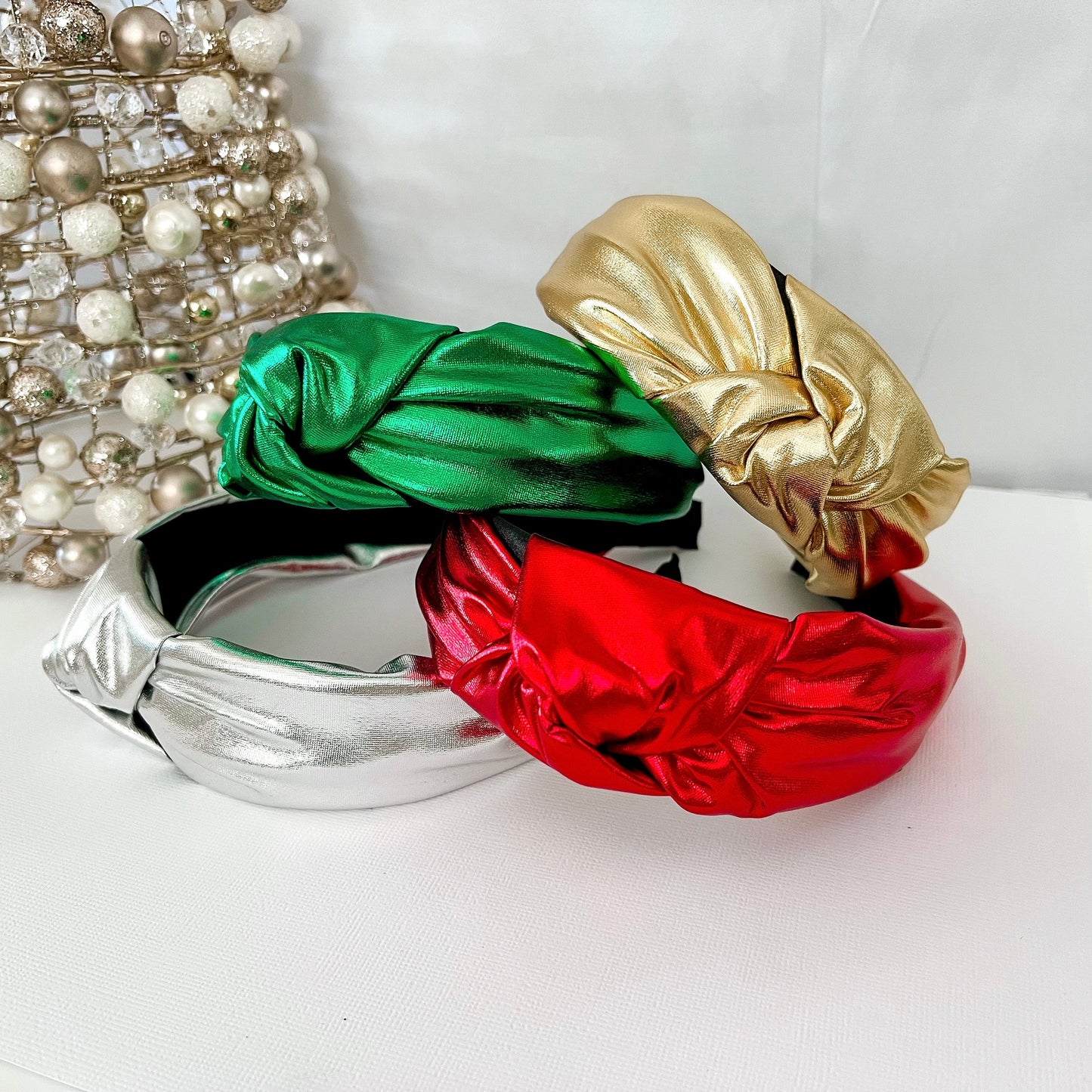 *Pre-Order* Metallic Red Christmas Knotted Headband - Lacey Lou Sparkles