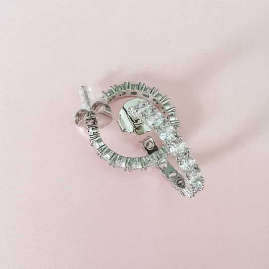 Sarah Silver Rhinestone Hoop Earrings - Lacey Lou Sparkles