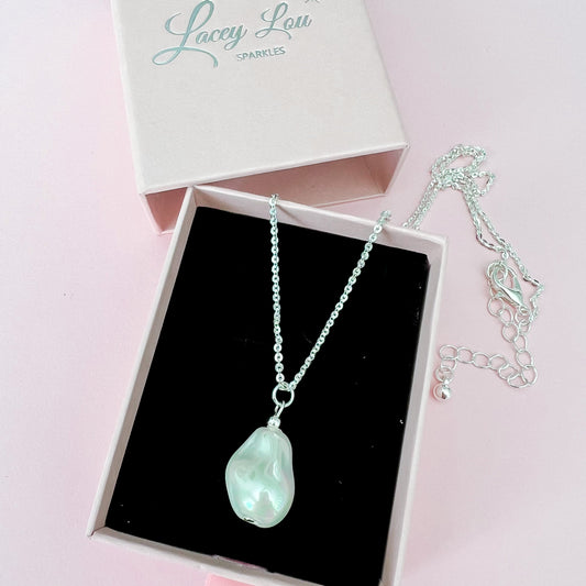 Shelly Baroque Pearl Necklace - Silver - Lacey Lou Sparkles