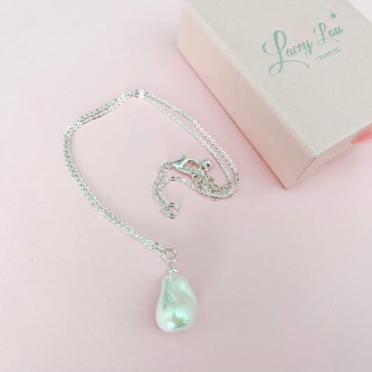Shelly Baroque Pearl Necklace - Silver - Lacey Lou Sparkles