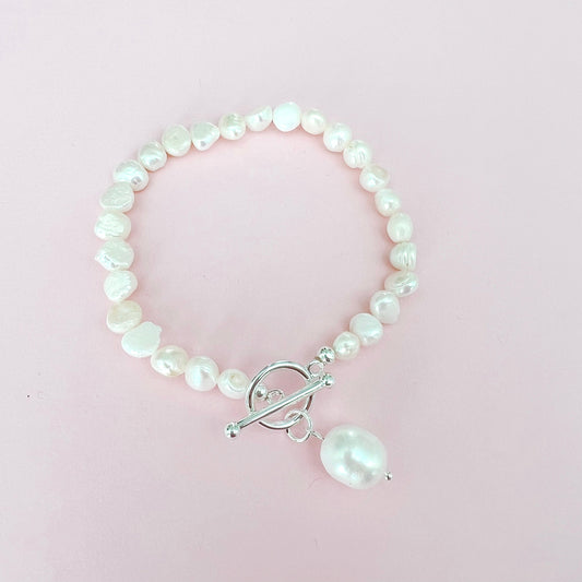 Shelly Pearl Bracelet - Silver - Lacey Lou Sparkles
