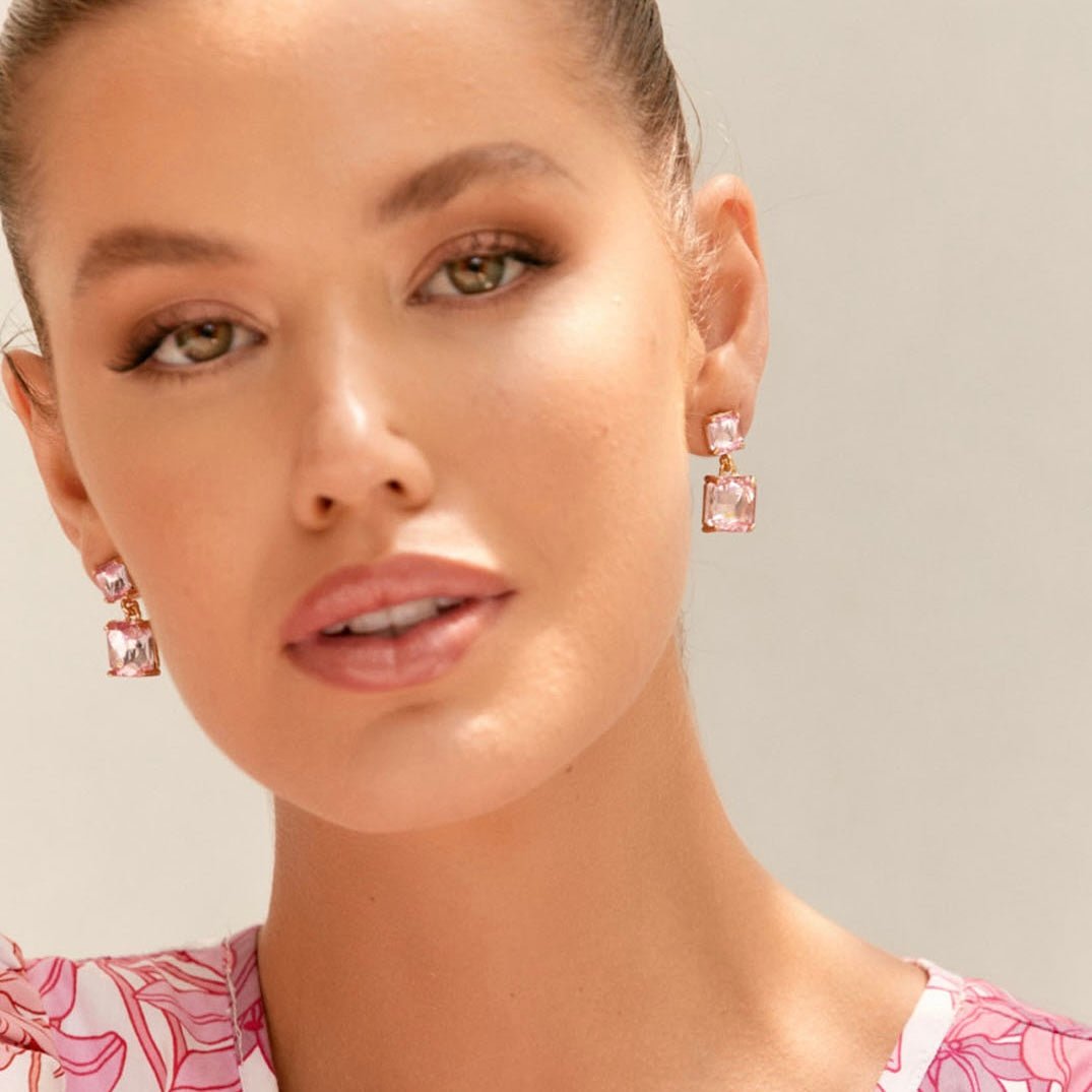 Sian Lilac Jewelled Drop Earrings - Lacey Lou Sparkles