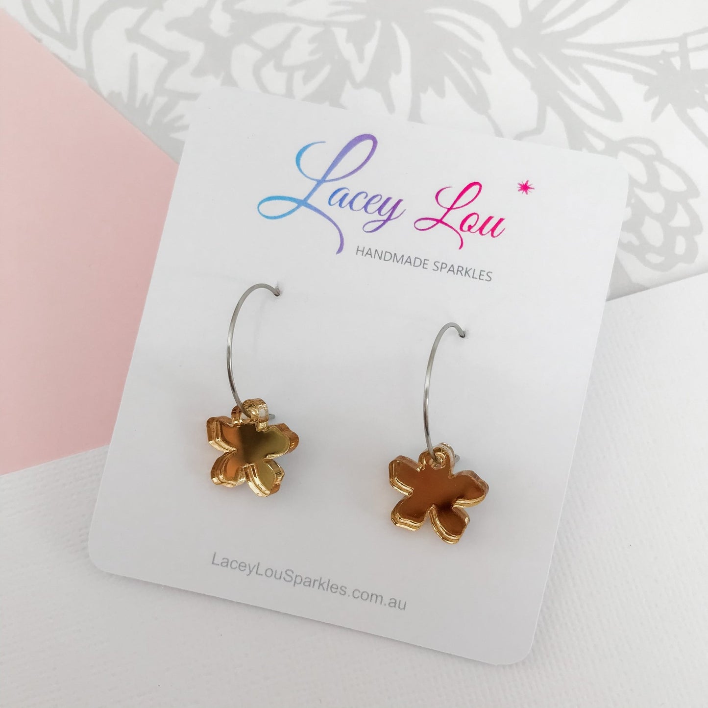 Small Charm Hoop Earrings - gold mirror - Lacey Lou Sparkles