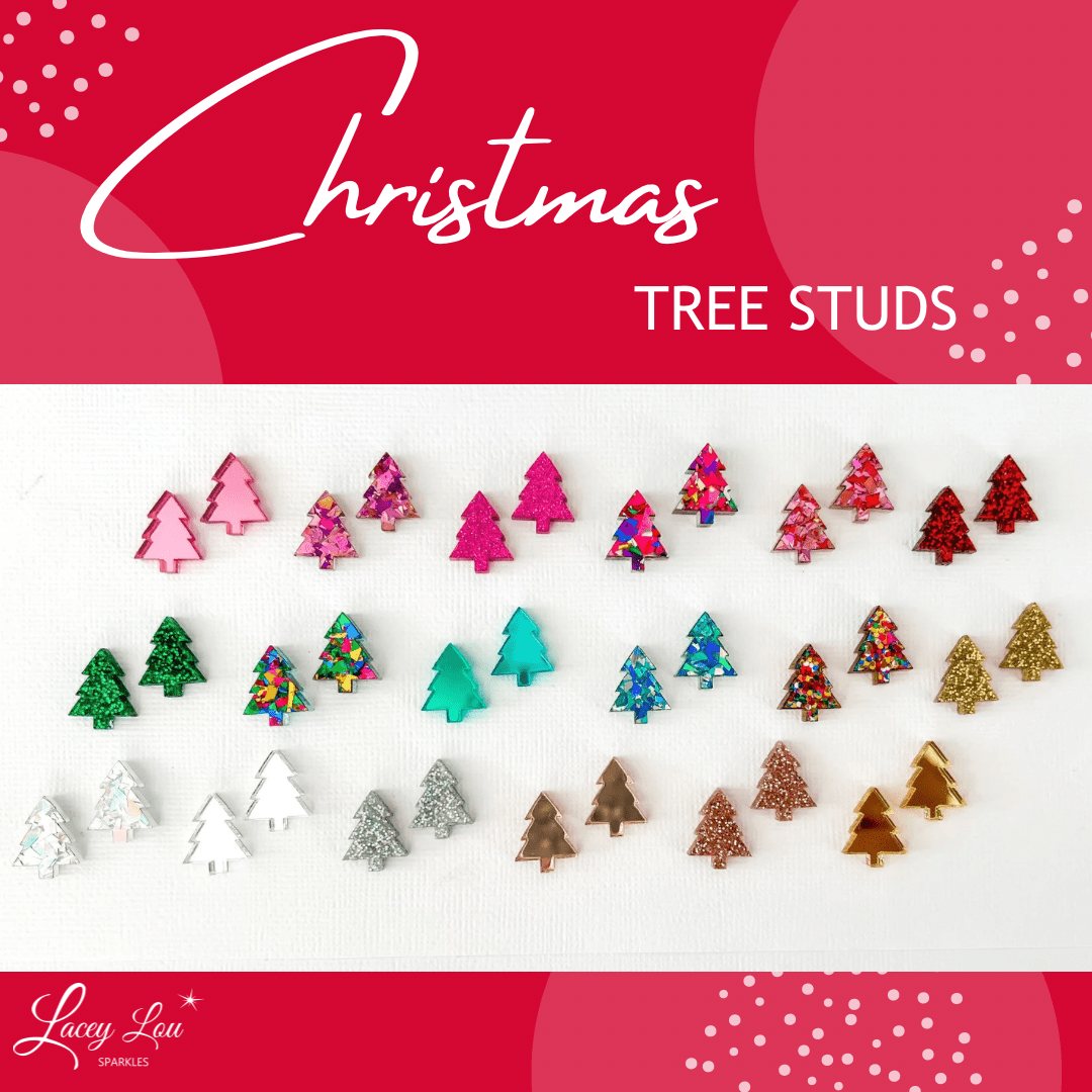 Small Christmas Tree Studs - over 20 colours - Lacey Lou Sparkles