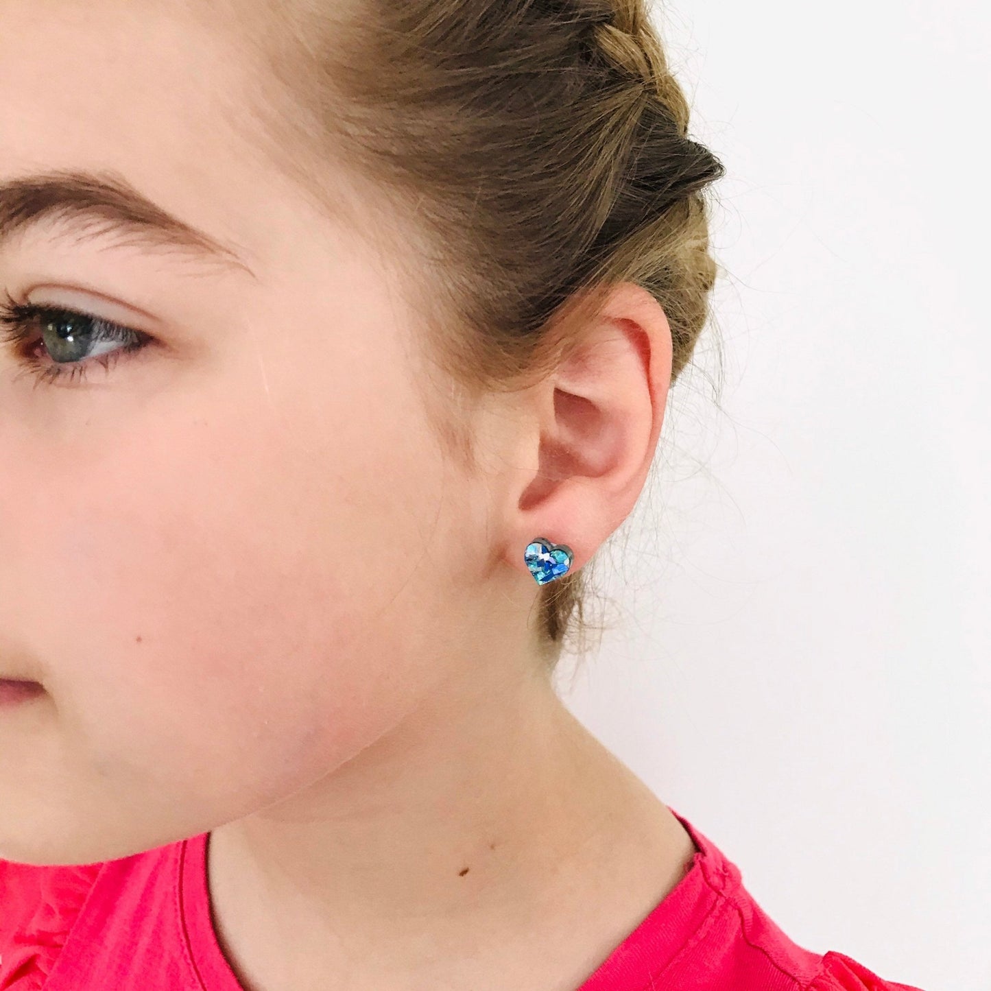 Small Heart Stud Set - Pink and Purple Acrylic Earrings - Lacey Lou Sparkles