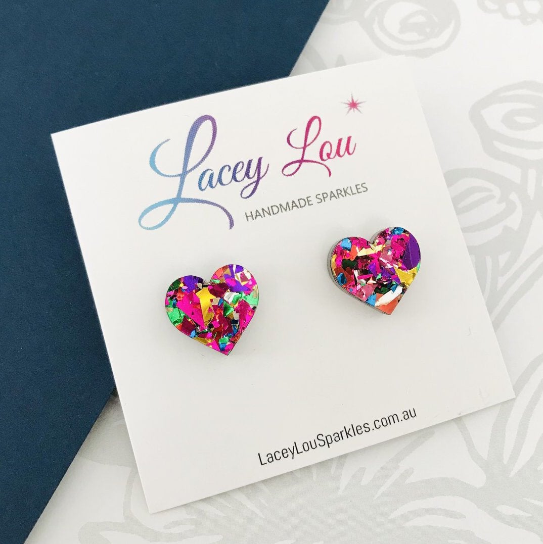 Small Heart Studs (15mm) - $1 to Heartkids Fundraiser - Lacey Lou Sparkles