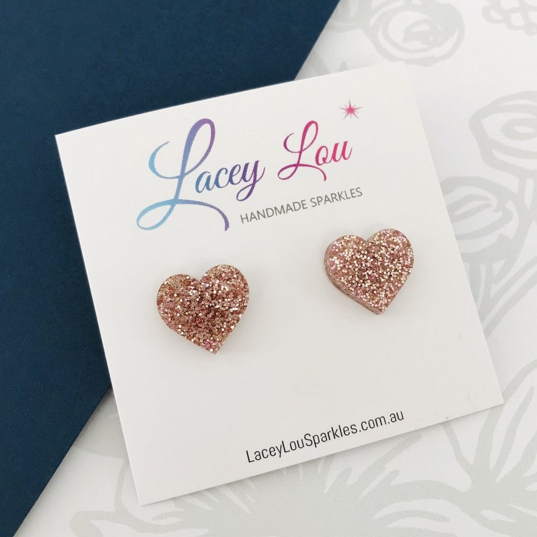 Small Heart Studs (15mm) - $1 to Heartkids Fundraiser - Lacey Lou Sparkles