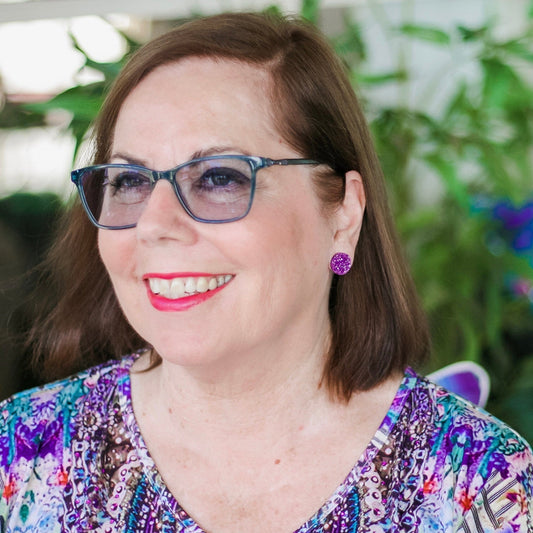 Small Round Acrylic Studs (15mm) - Party Green Shard Glitter - Lacey Lou Sparkles