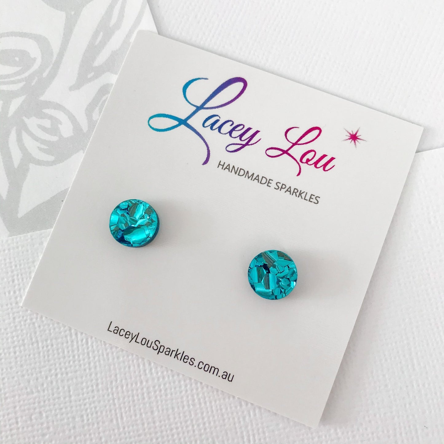 Small Round Glitter Studs 10mm - 6 colours available - Lacey Lou Sparkles
