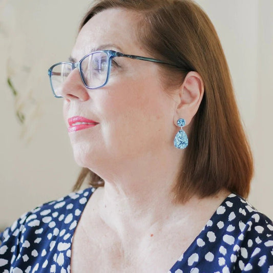 Small Teardrop Dangle - Luxe Gold Sparkle Acrylic Earrings - Lacey Lou Sparkles