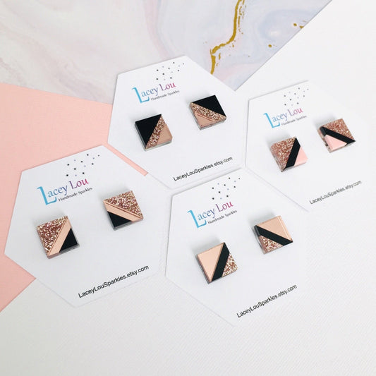 Square Geometric Studs - Lacey Lou Sparkles