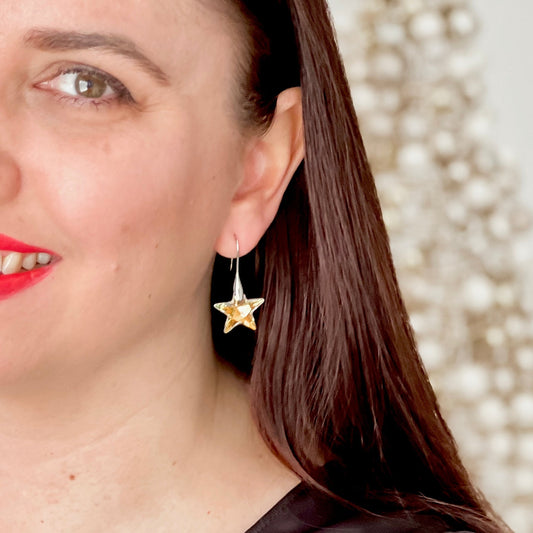 Star Austrian Crystal Hook Earrings - Lacey Lou Sparkles