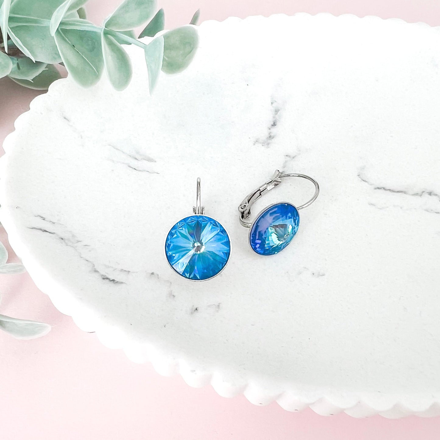 Swarovski Bella Dangle Earrings - Aquamarine - Lacey Lou Sparkles