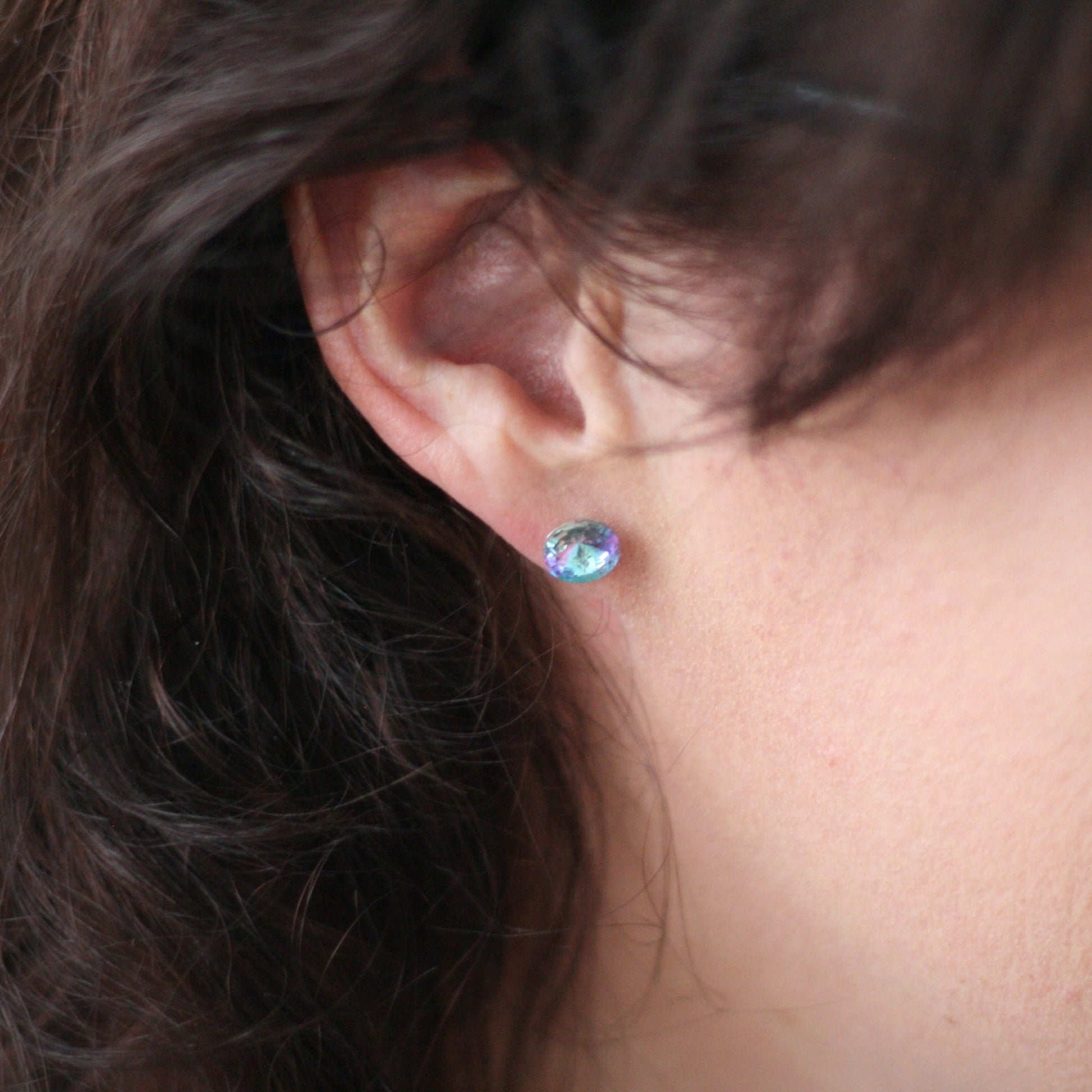 Swarovski Stud Earrings - Aquamarine - Lacey Lou Sparkles