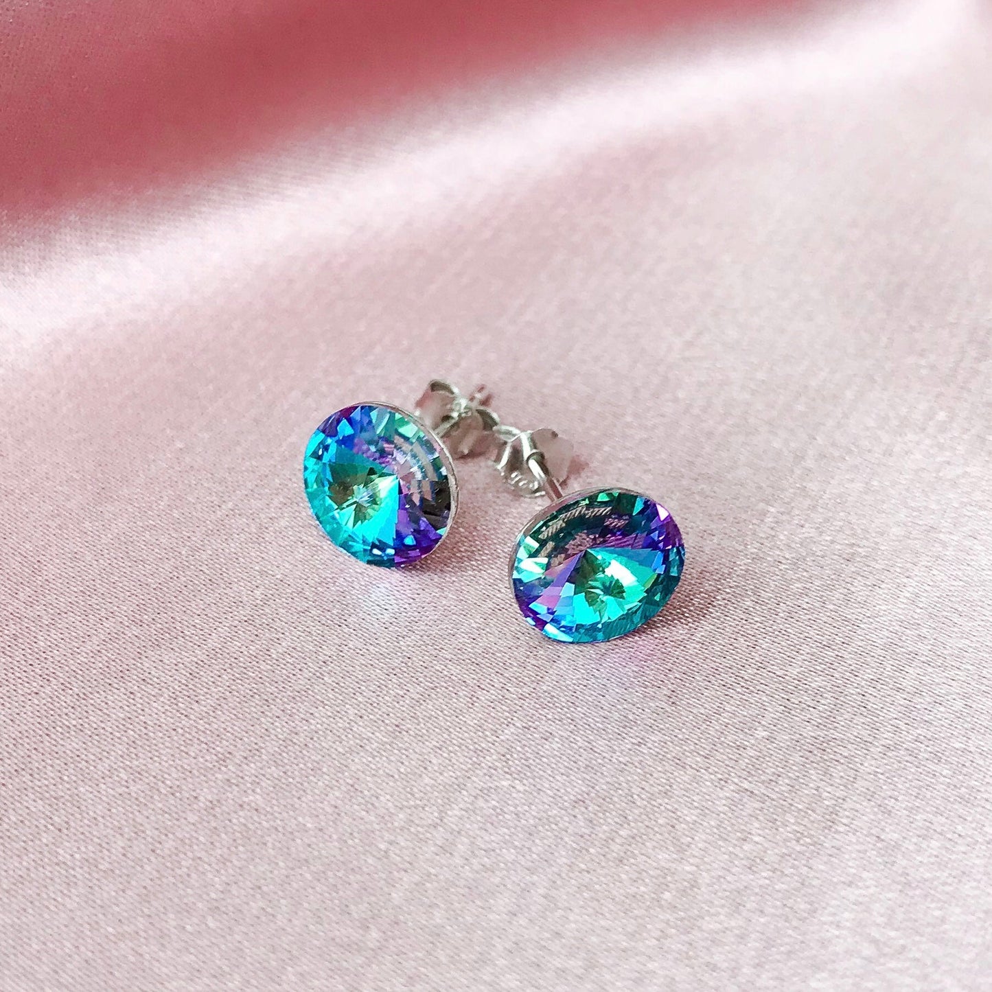 Swarovski Stud Earrings - Violet AB - Lacey Lou Sparkles