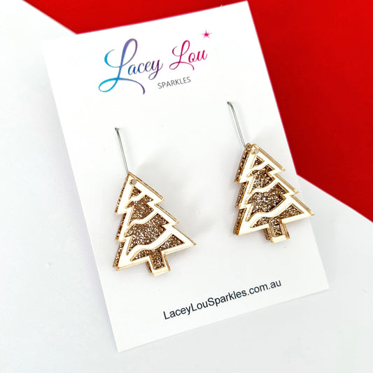 Layered Gold Christmas Tree Earrings