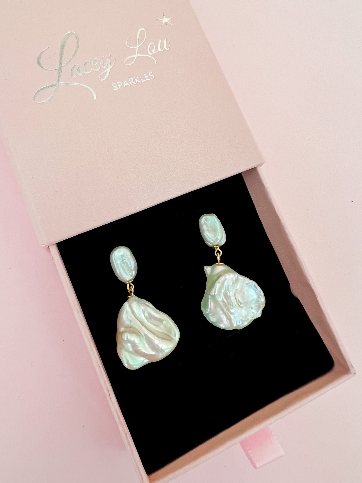 *SECONDS* Natural Baroque Keshi Pearl Drop Earrings