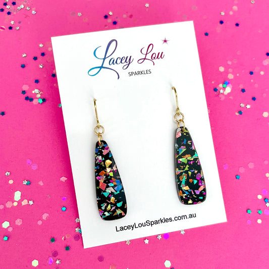 Black Long Drop Dangle - Acrylic Earrings