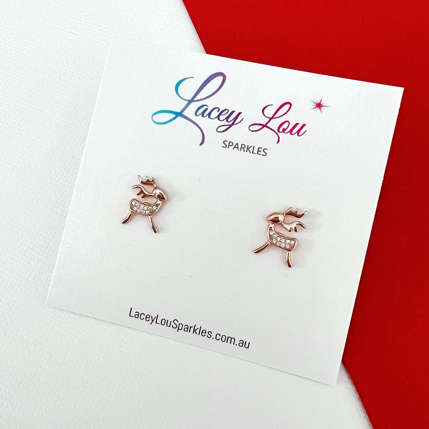 Bling Small Reindeer Stud Earrings