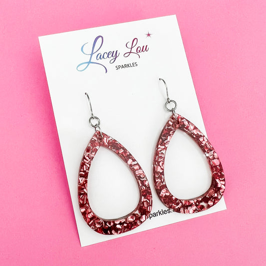 “Wendy” Rose Gold Teardrop Acrylic Dangle Earrings