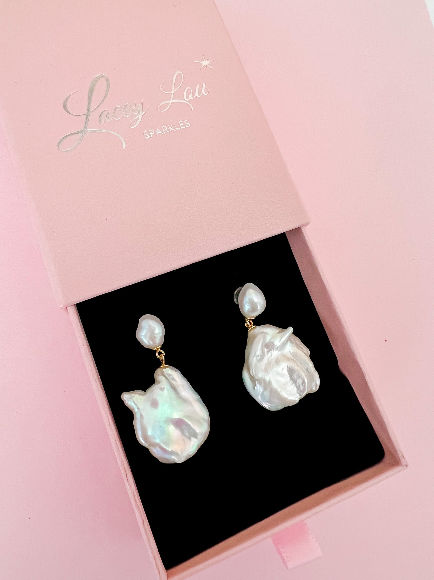 *SECONDS* Natural Baroque Keshi Pearl Drop Earrings