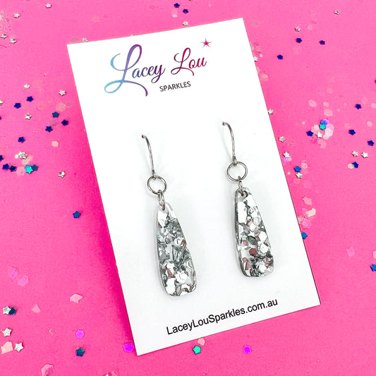 Silver Baby Long Drop Dangle - Acrylic Earrings