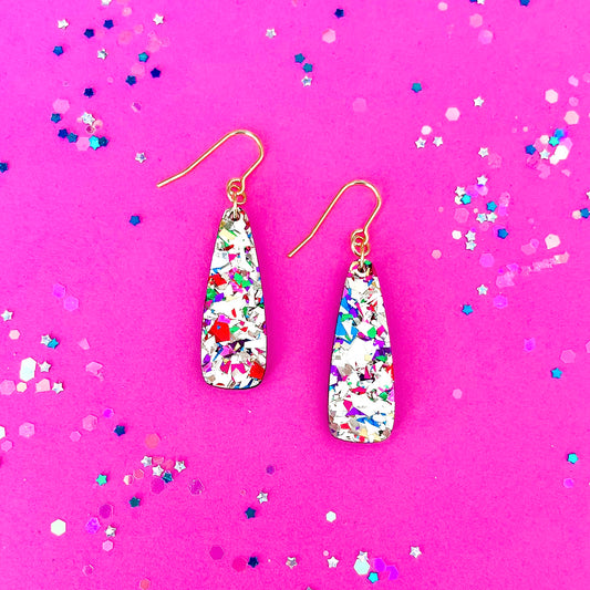 Party Gold Long Drop Dangle - Acrylic Earrings