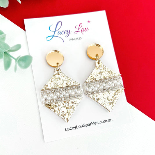 ‘Oh So Glamorous’ Statement Christmas Earrings - Gold Shard Glitter