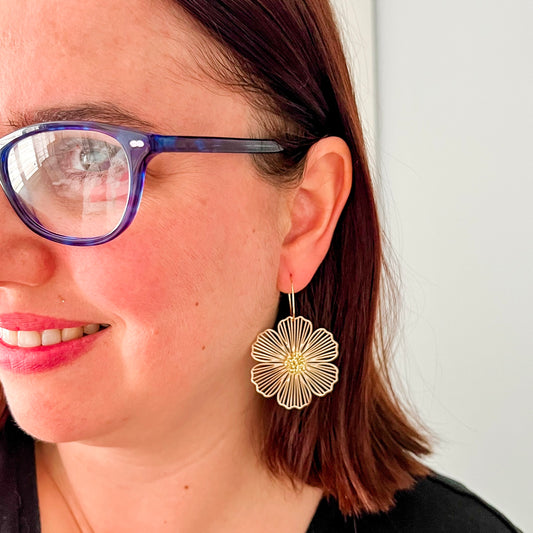 Lucy Silver Lace Statement Flower Dangles