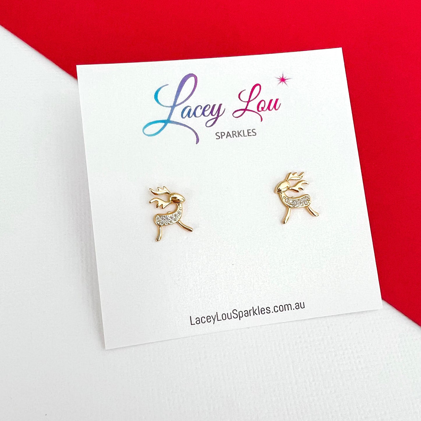 Bling Small Reindeer Stud Earrings