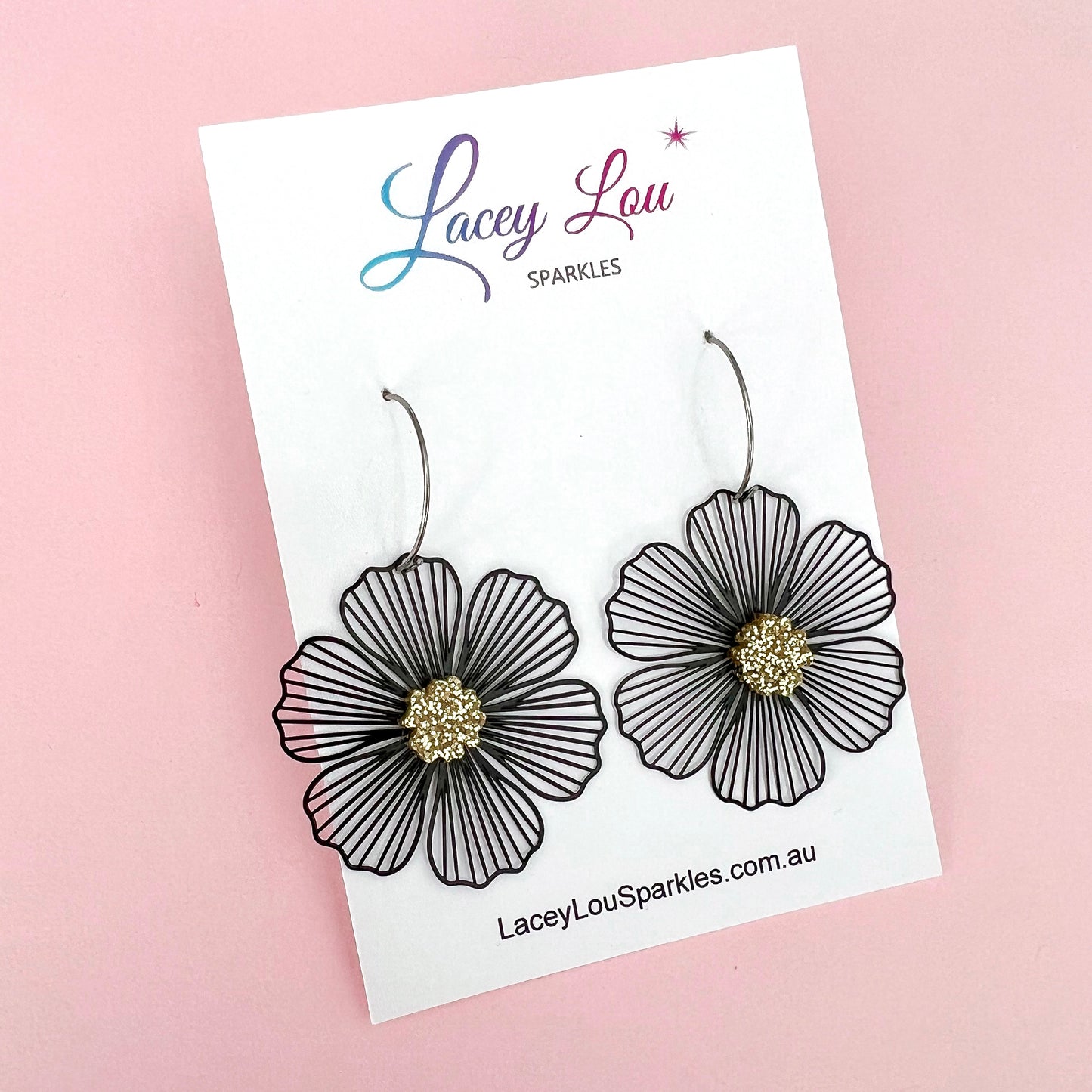 Lucy Black Lace Statement Dangles