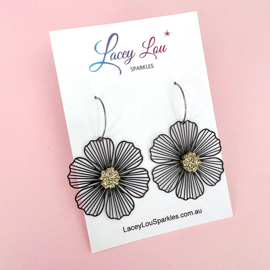 Lucy Black Lace Statement Dangles