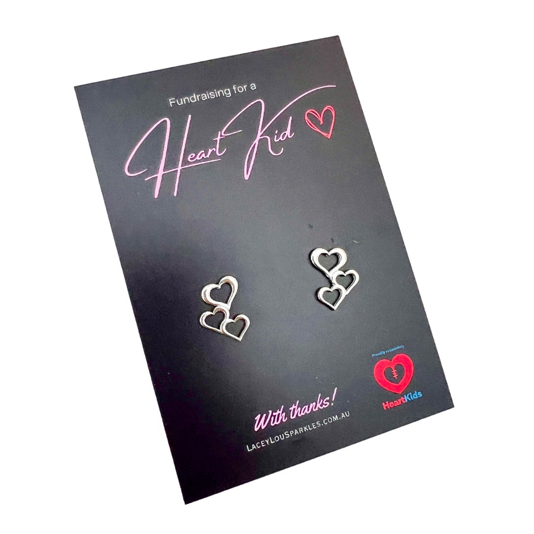 HeartKids Fundraiser Triple Heart Stainless Steel Studs February 2026