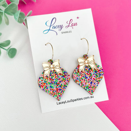 Statement Ornament Christmas Dangle Earrings - Confetti