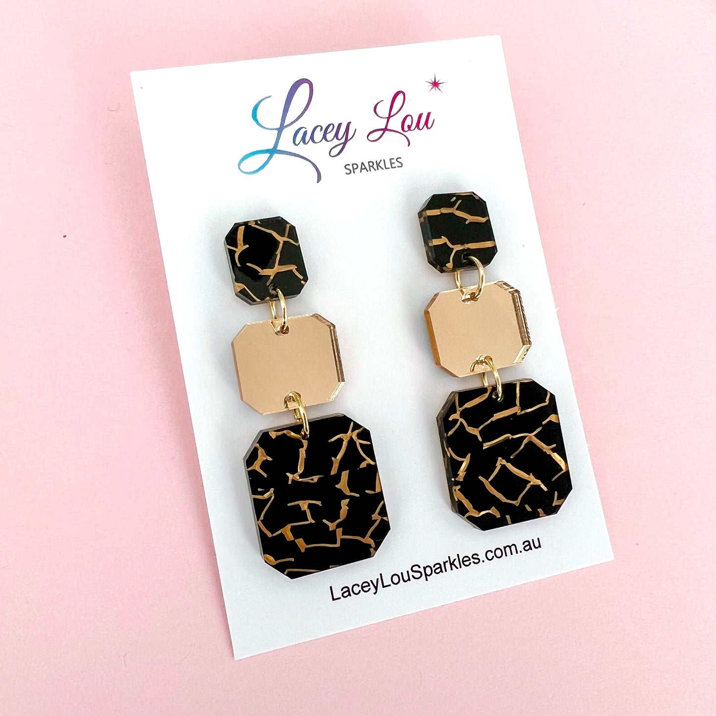 Black and Gold Tiger Statement Acrylic Dangle Earring