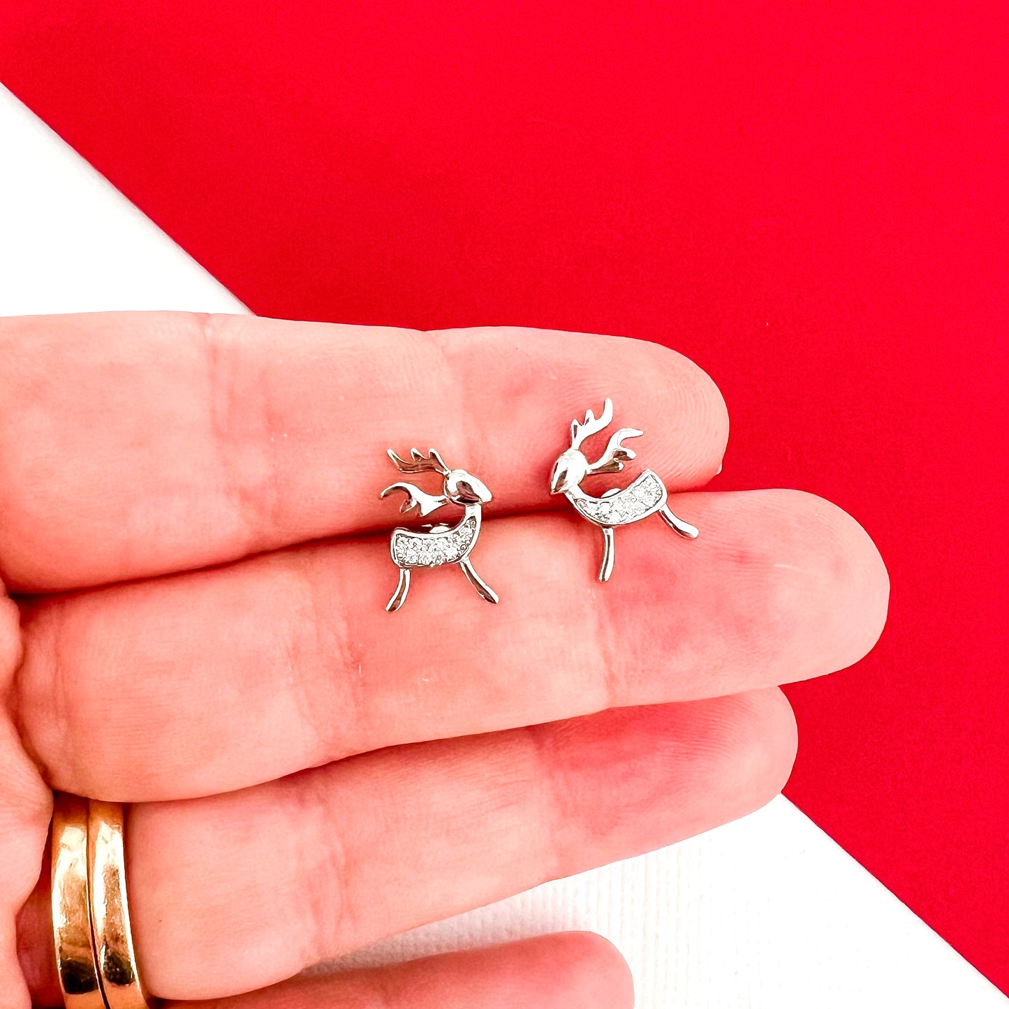 Bling Small Reindeer Stud Earrings
