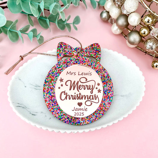 Confetti Personalised Teacher Christmas Bauble **PRE-ORDER** 2025