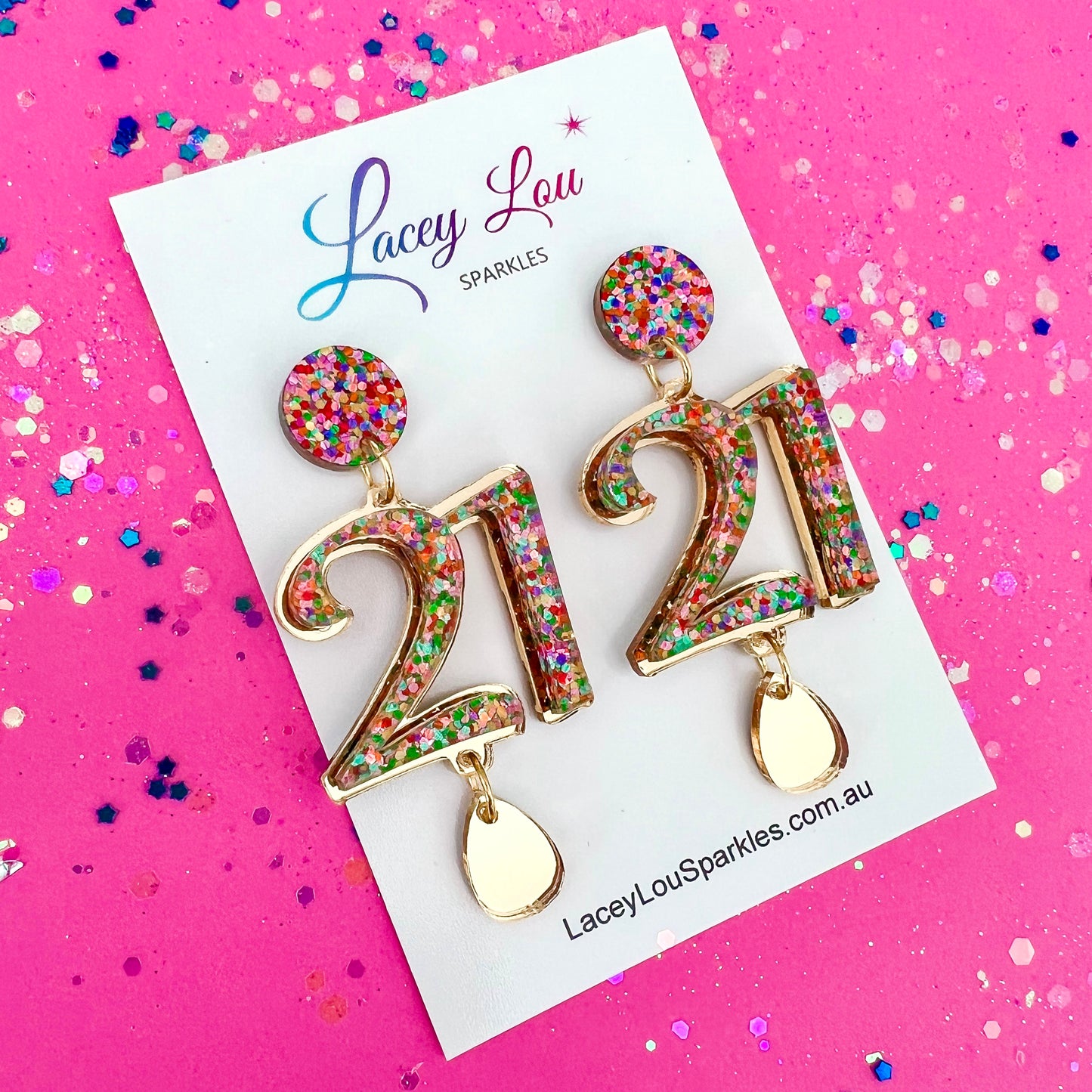 21st Birthday Statement Acrylic Earrings