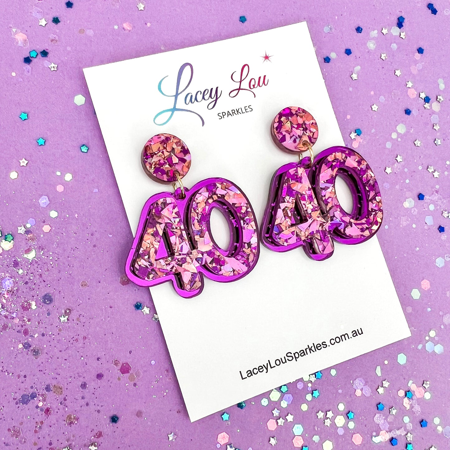 40th Birthday Earrings - Purple