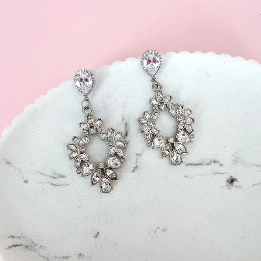 Regal Silver Bohemian Crystal Frill Earrings