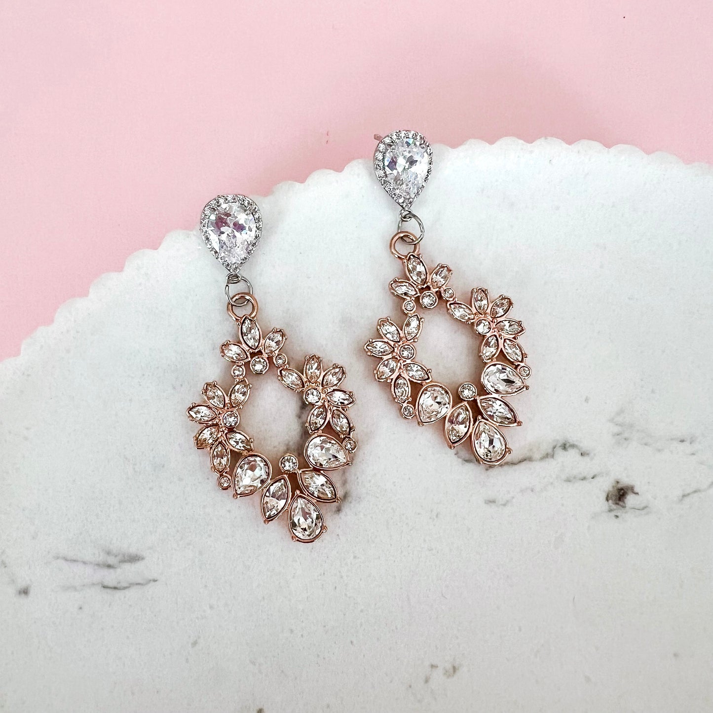 Regal Rose Gold Bohemian Crystal Earrings