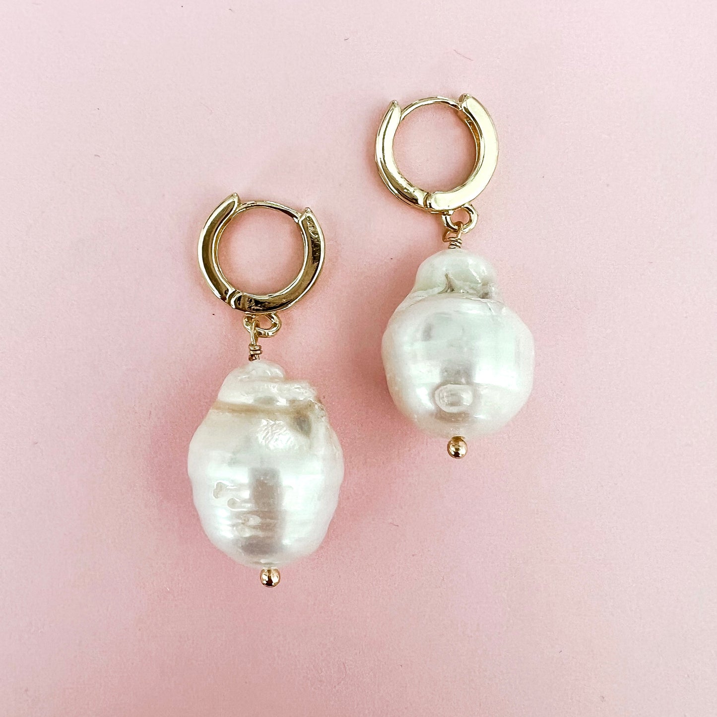 Shelly Baroque Pearl Mini Hoop Earring - Gold